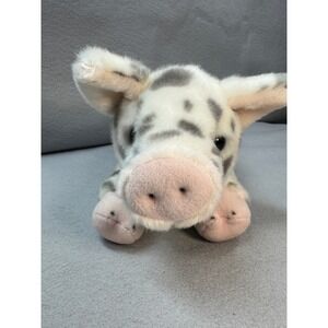Aurora Miyoni Spotted Pig Plush 11" White Gray Piglet Stuffed Animal Farm Toy